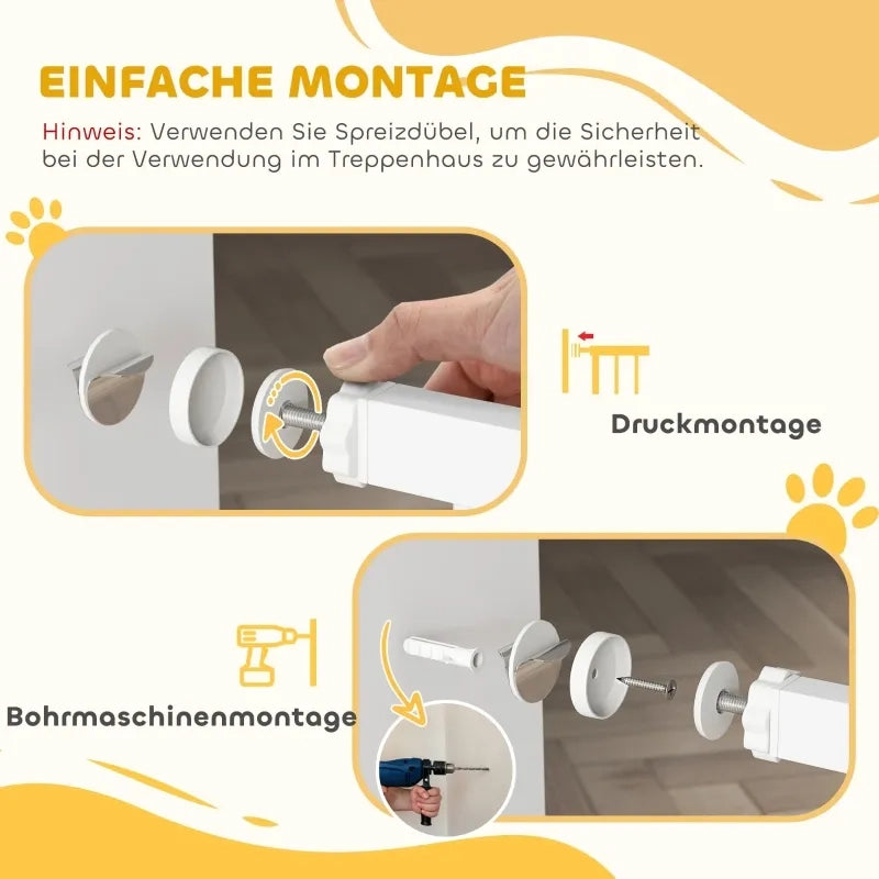 Cancello di sicurezza per bambini e scale, senza forare, con chiusura automatica, 76-82 x 76 cm, bianco
