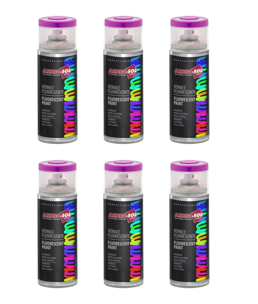 Bomboletta Spray Fluorescente Ambrosol 400 ml Blu 6 Pezzi