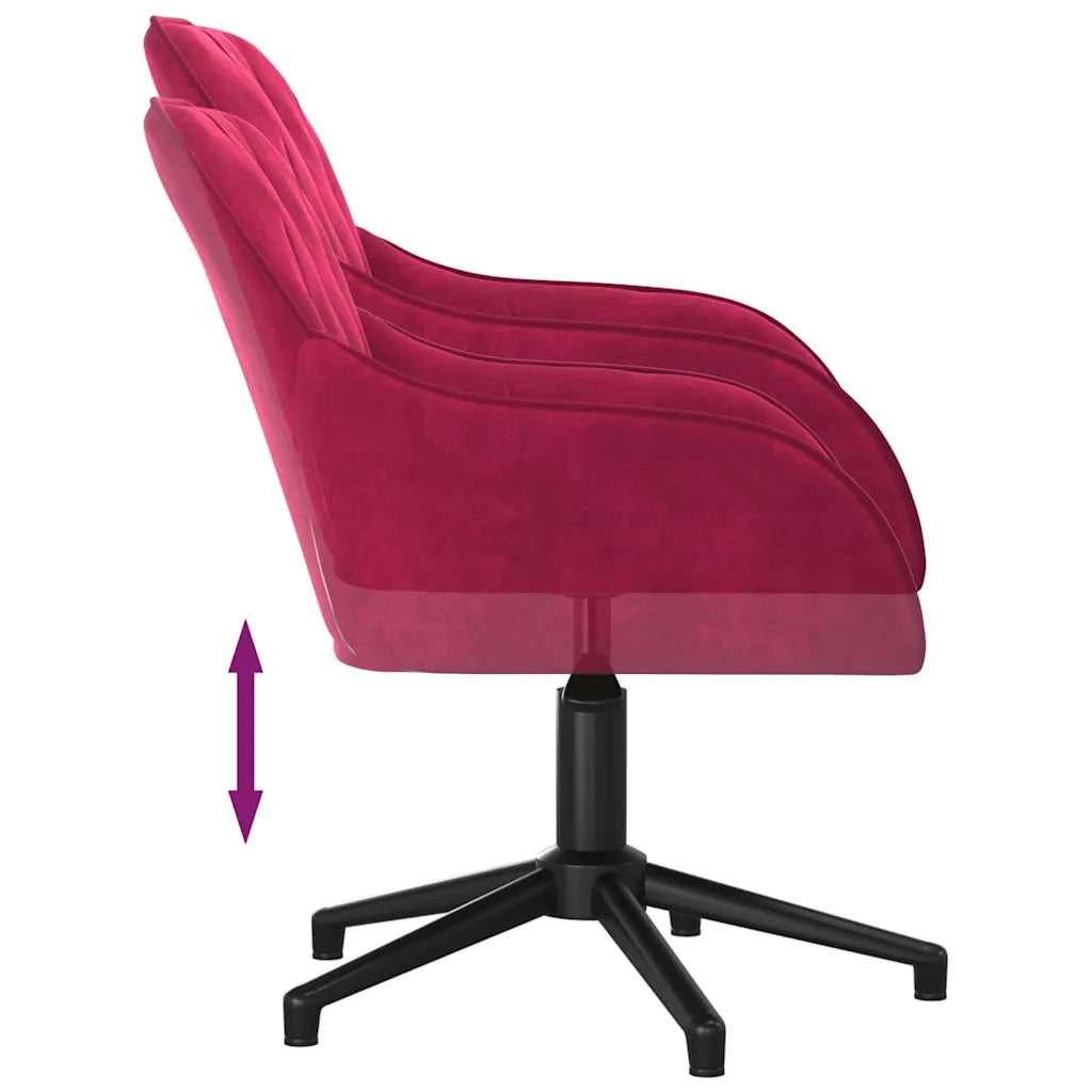 Sedia da Ufficio Girevole Rosso Vino in Velluto 344861
