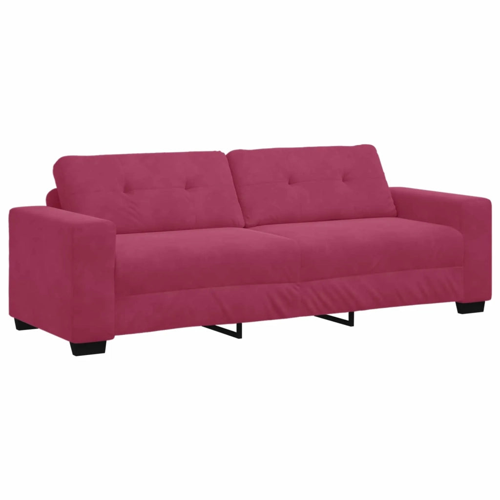 Divano 2 pz Rosso Vino Velluto 3324725
