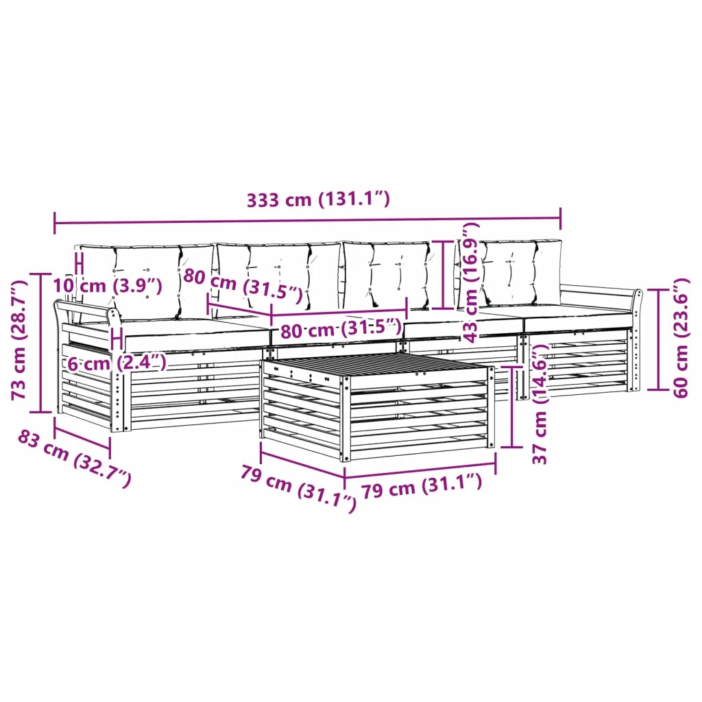 Set di divani da esterno 5 pz Bianco e Antracite 3390007