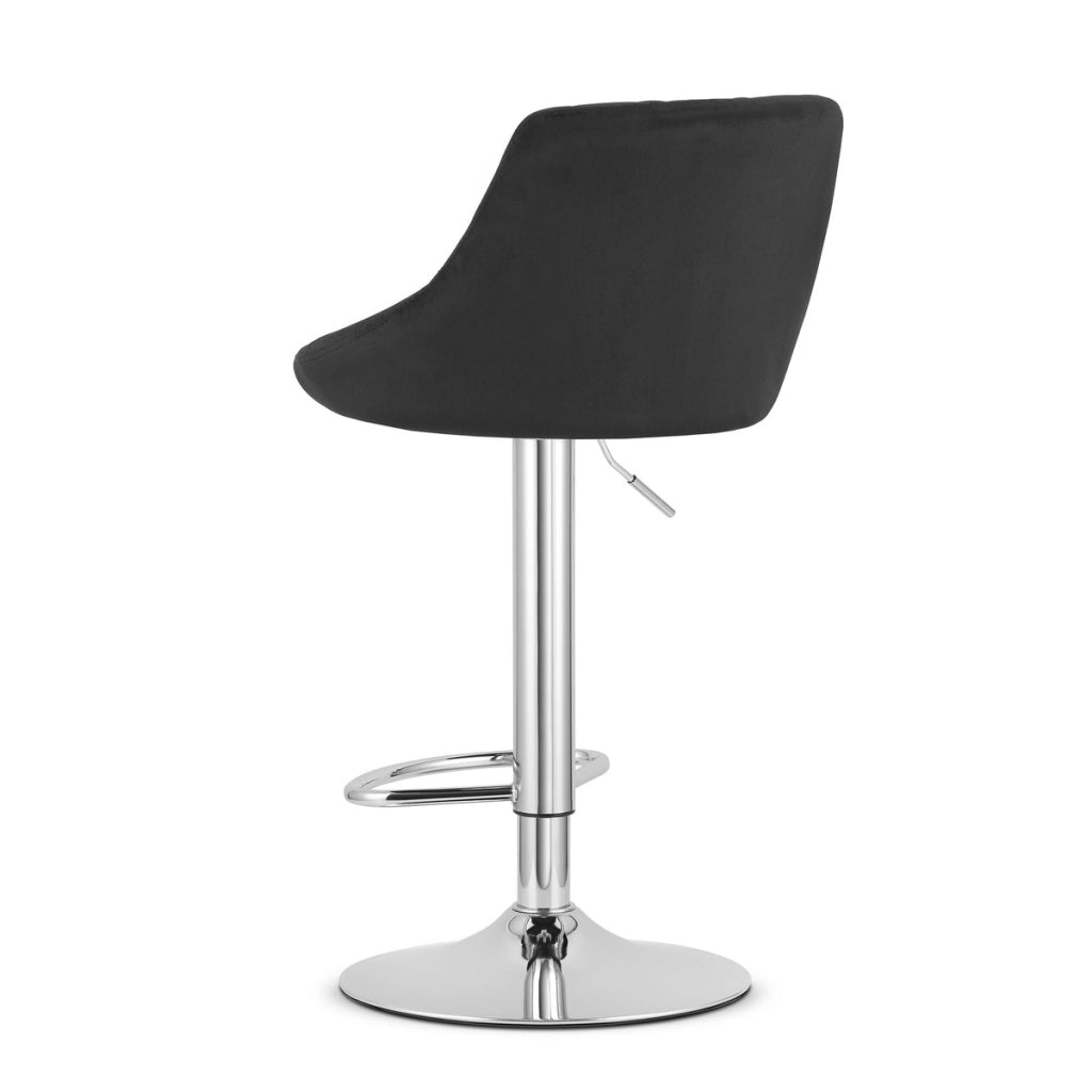 Set di 2 Sgabelli da Bar Kast in Velluto Nero e Cromo