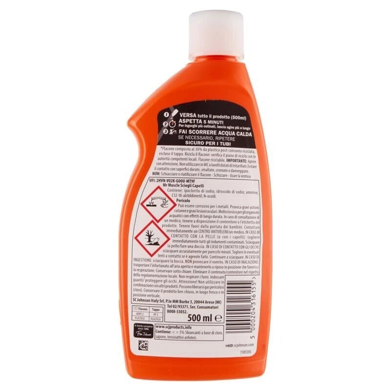 MR MUSCOLO SET 6 DISGORGANTE SCIOGLI CAPELLI DA 500 ML