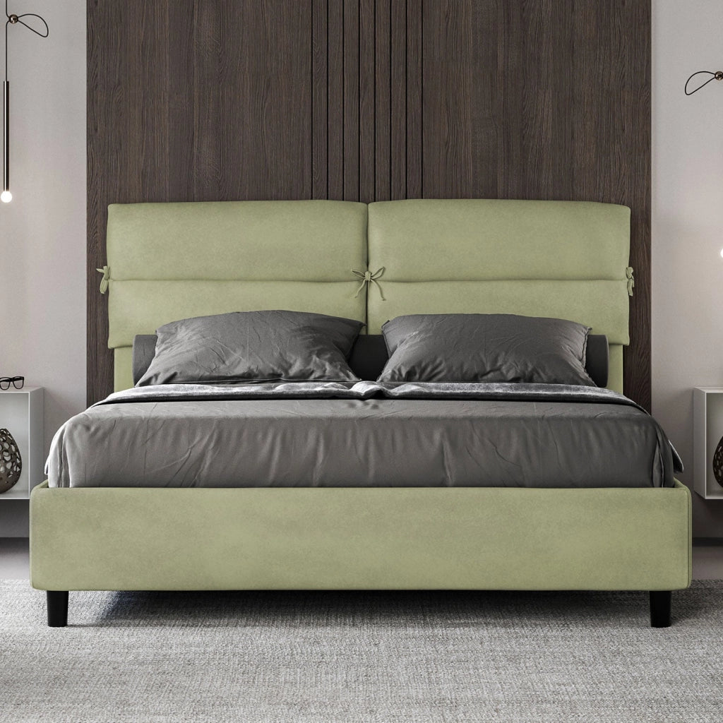 Letto Matrimoniale 160x190 cm con Rete e Contenitore Nandy Tè verde