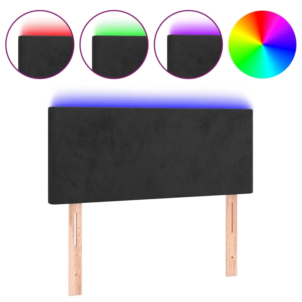 Testiera a LED-Testata con LED Nera 100x5x78/88 cm in Velluto 189262