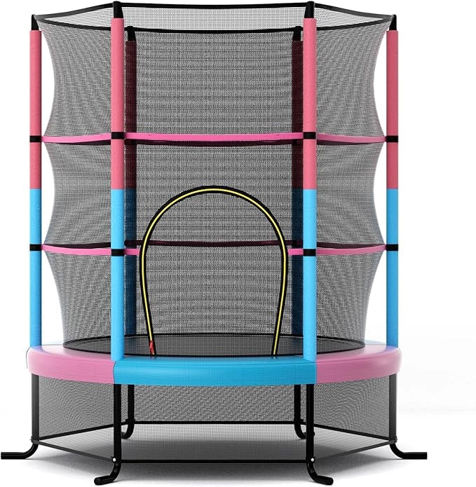 Trampolino Elastico Bambino in Acciaio, Tappeto Elastico Bambini da Esterno e da Interno, con Rete e Cusicnetti Antiscivolo