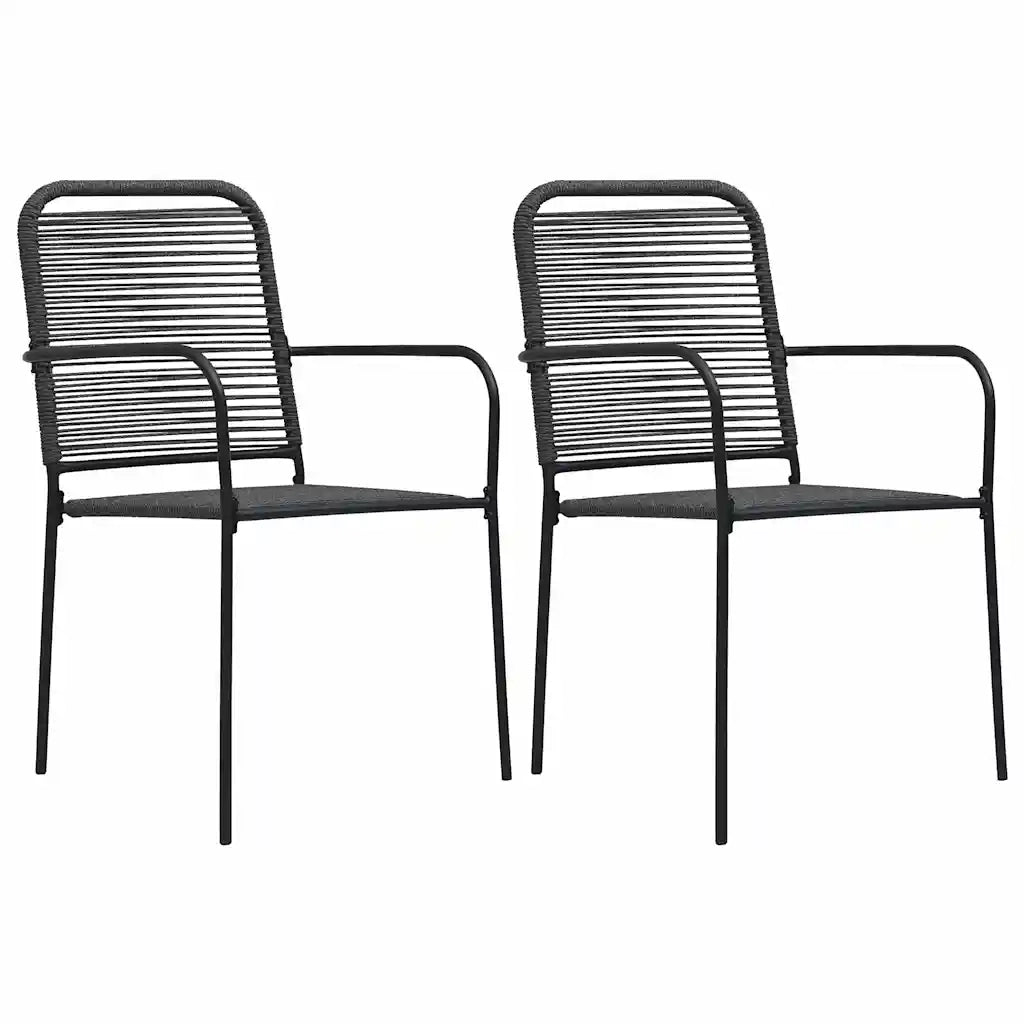 Set da Pranzo da Esterni 3 pz in Corda di Cotone e Acciaio Nero 3058277