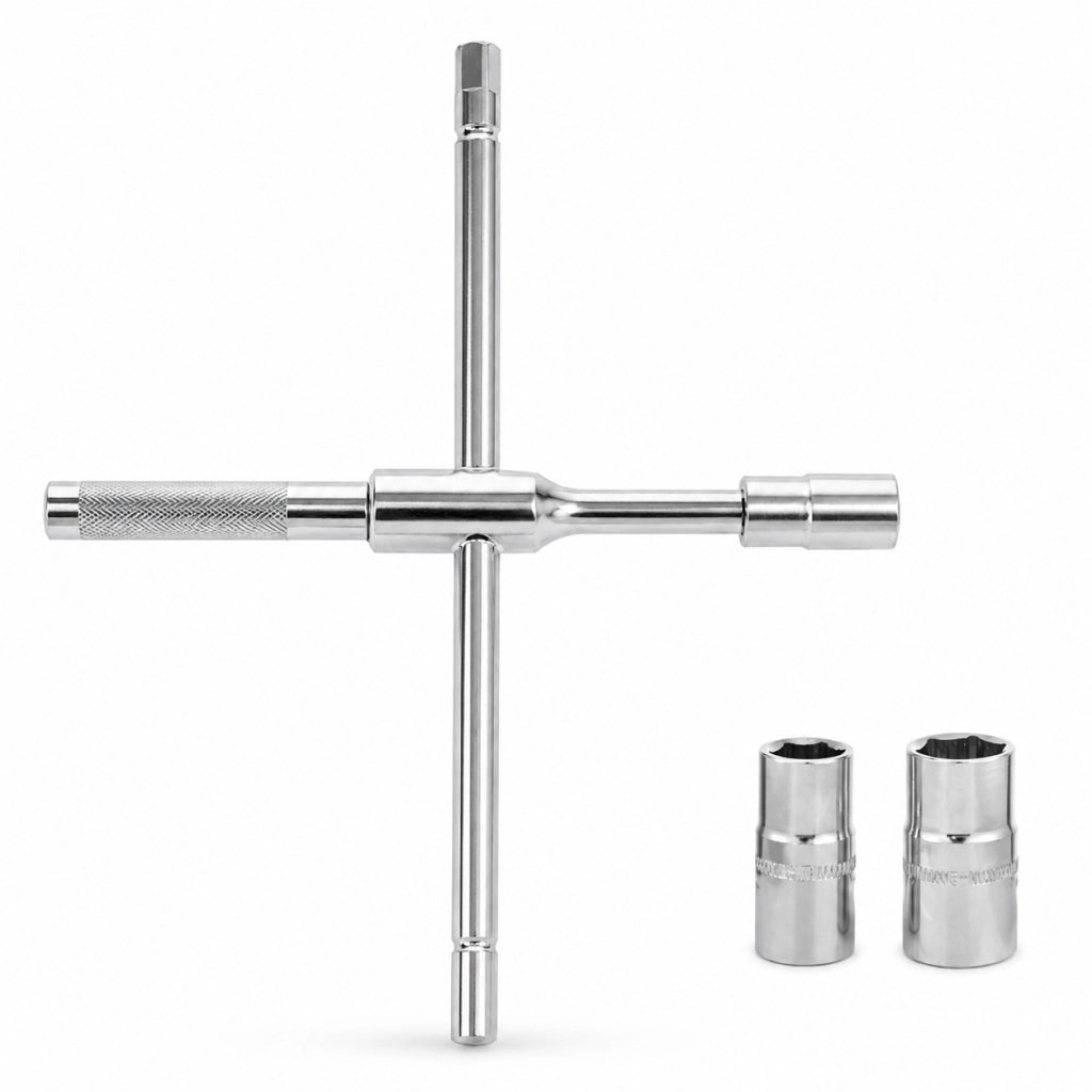 CHIAVE A CROCE PER BULLONI RUOTE AUTO 17 19 21 23MM TELESCOPICA CTC-988T KIT PRO