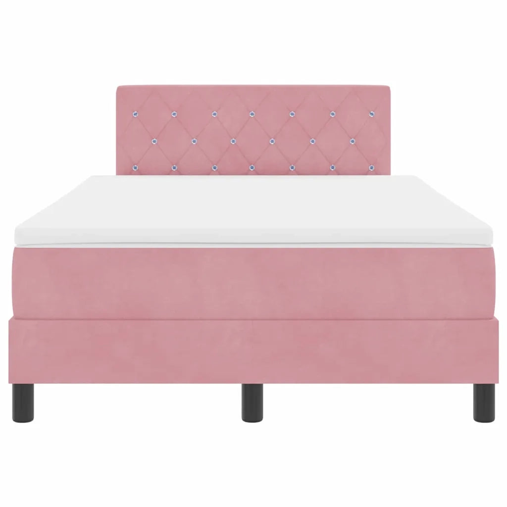 Letto a molle con materasso Rosa 120 x 190 cm Velluto 3339097