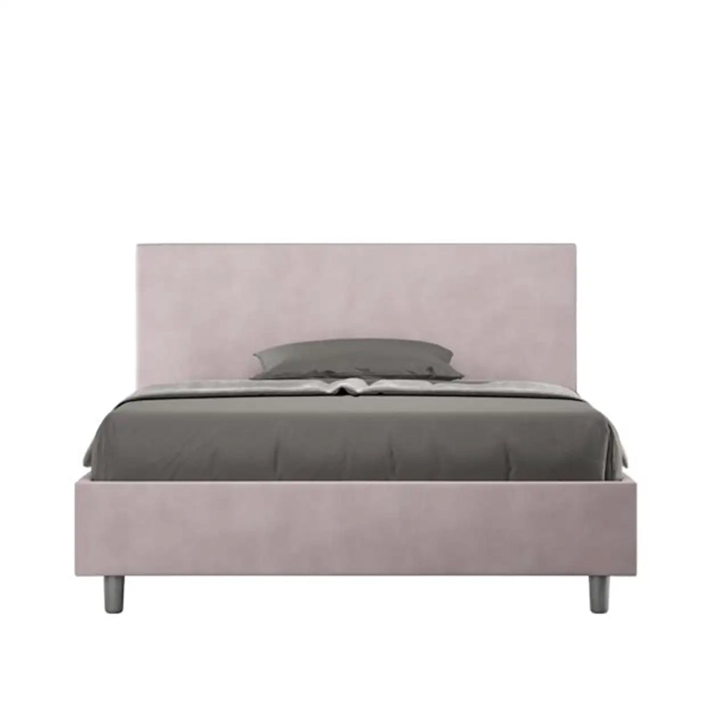 Letto matrimoniale francese senza rete imbottito 140x190 microfibra glicine Adele