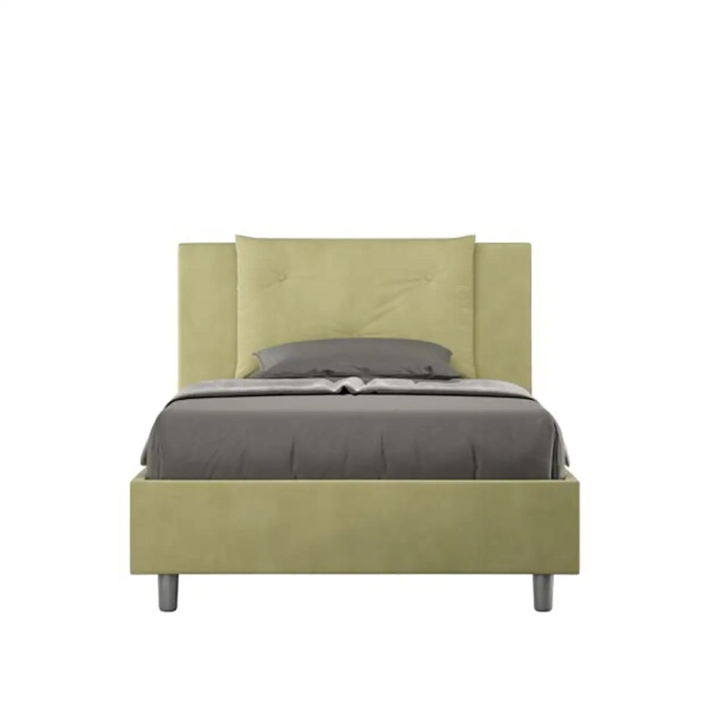 Letto una piazza e mezza senza rete imbottito 120x200 microfibra tè verde Appia