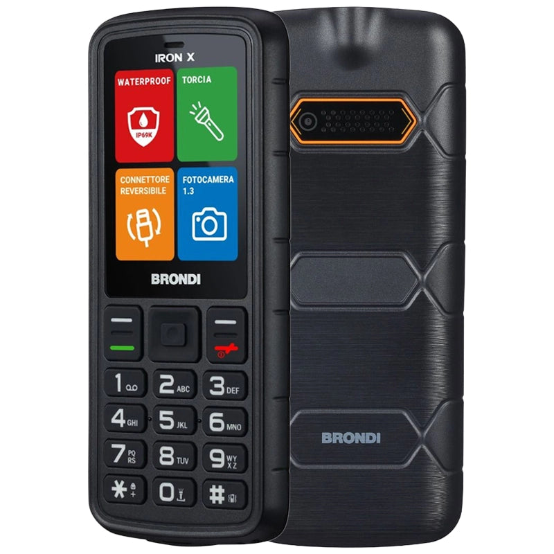 BRONDI IRON X (BLACK) - TELEFONO CELLULARE RUGGED- TORCIA - FOTOCAMERA