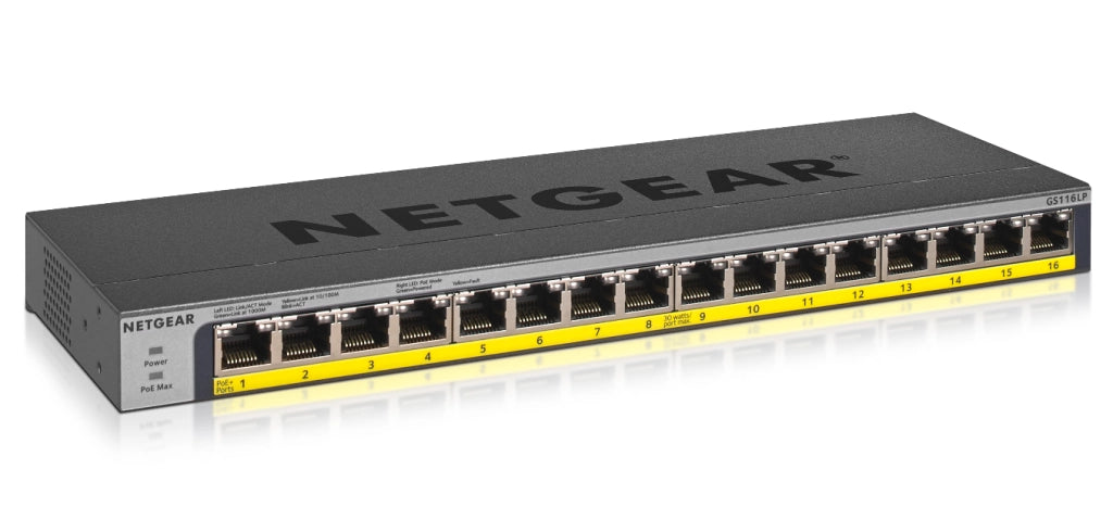 Netgear gs116lp non gestito gigabit ethernet (10/100/1000) supporto power over ethernet (poe) nero - NETNE000042