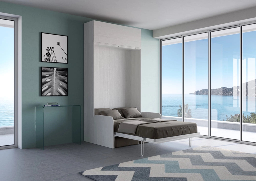 Letto 1 Piazza e Mezzo a Scomparsa Salvaspazio con Sofà Kentaro H250 cm Bianco
