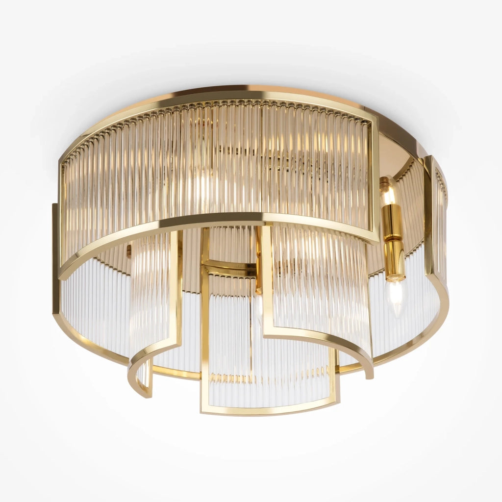 Plafoniera Moderna Frame 6 Luci E14 60W Metallo Oro Ip20