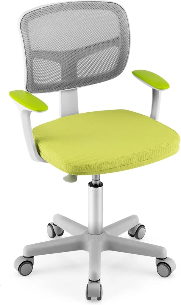 Sedia per Scrivania per Bambini, Sedia per Computer per Bambini con Altezza Regolabile, Ruote con Freni, Sedile Girevole a Rete, Sedia Ergonomica per Bambini 3-10 Anni (Verde)