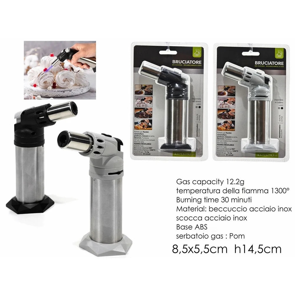 Trade Shop - Bruciatore Caramellatore A Gas Butano Da Cucina Ricaricabile Con Regolatore Fiamma -