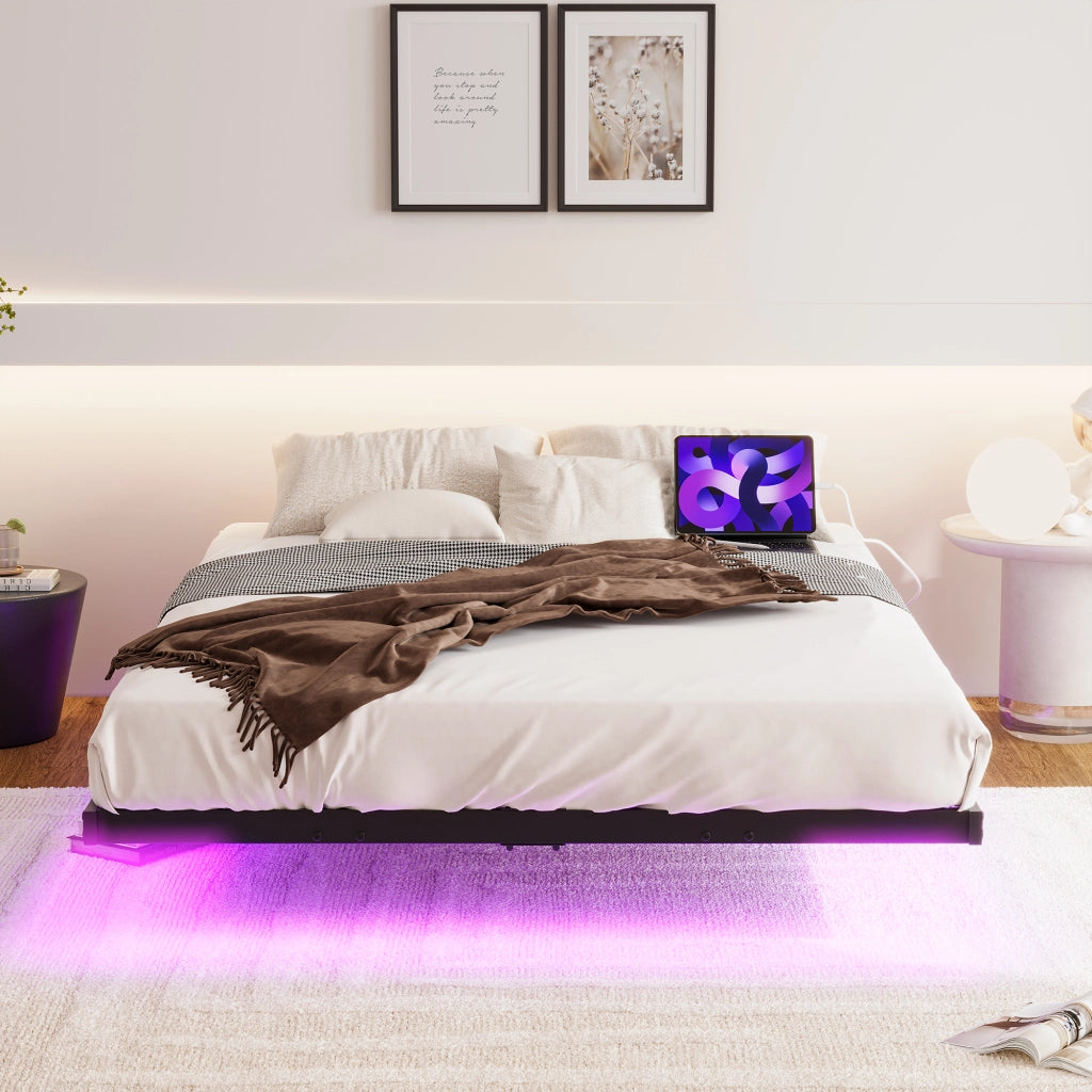 letto a sospensione metallo nero 140 x 200 cm
