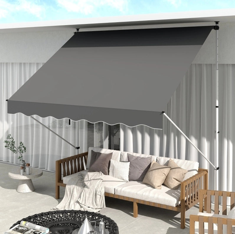 Tenda da sole autoportante ULEVR 300x150 cm con manovella, altezza regolabile 170-280 cm, grigio