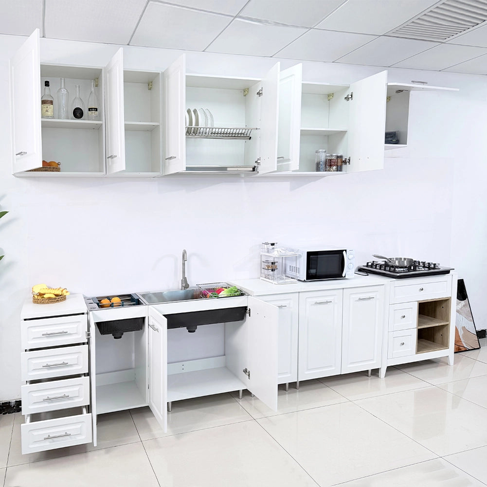 Mobile Sottolavello Cucina Componibile Mobiletto Legno Boiserie Bianco 2 Ante