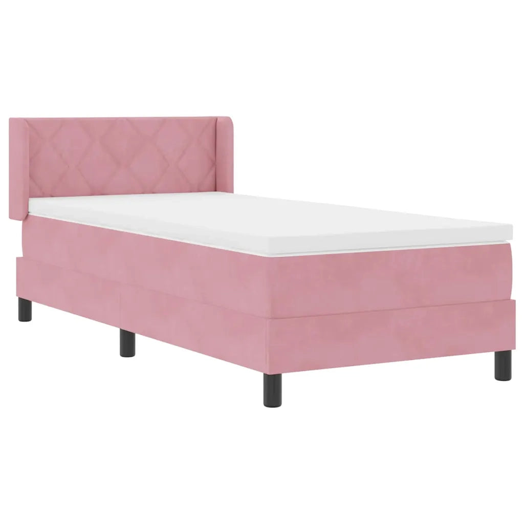 Letto a molle con testiera Rosa 200 x 100 cm Velluto 3341515