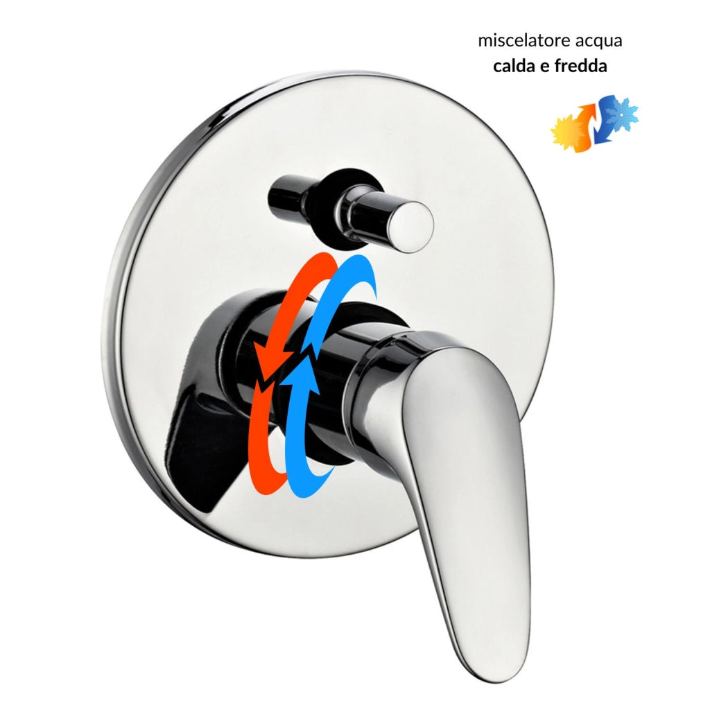 Miscelatore doccia parete europa incasso con deviatore ottone colore cromato *** confezione 1
