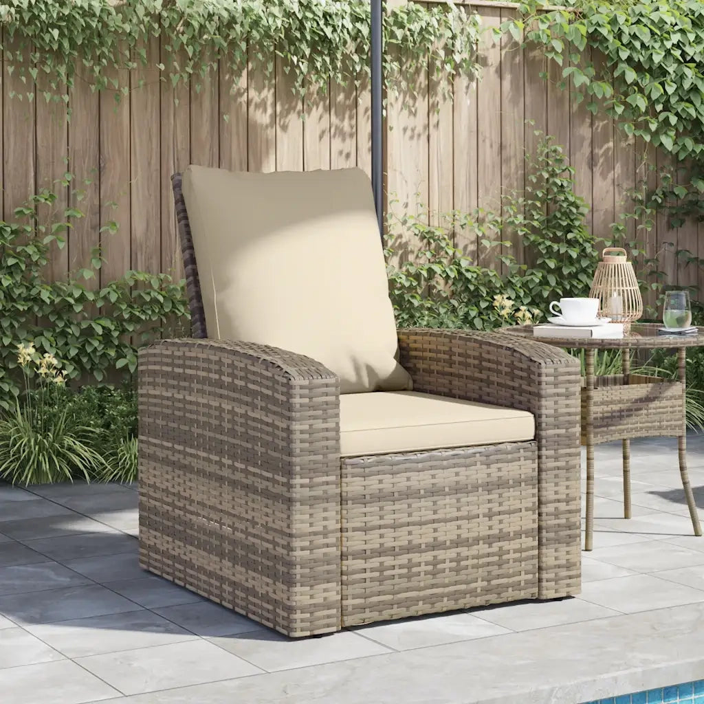 Poltrona Reclinabile Giardino Cuscini Marrone Chiaro Polyrattan 364103