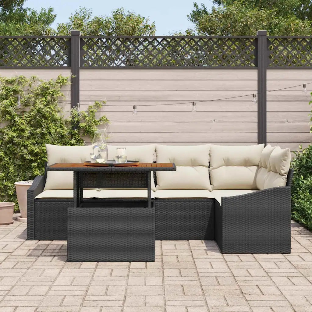 Set Divano da Giardino con archiviazione 6 pcs Nero Poly Rattan 3358574