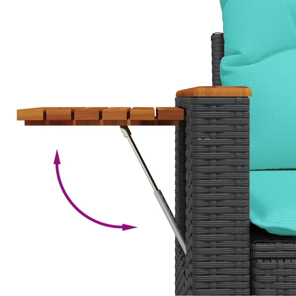Set Divani da Giardino 8 pz con Cuscini Nero in Polyrattan 3227037