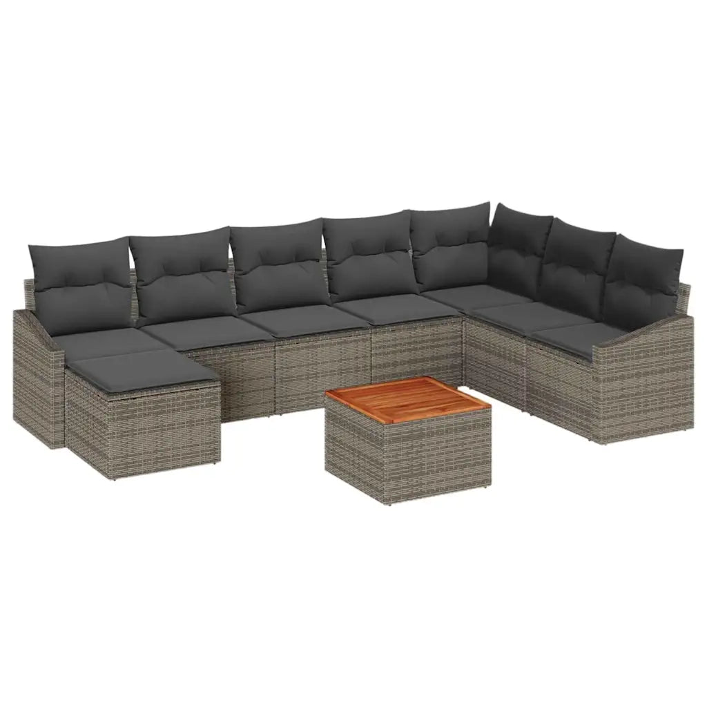 Set Divano da Giardino 9 pcs Grigio polyrattan 3356536