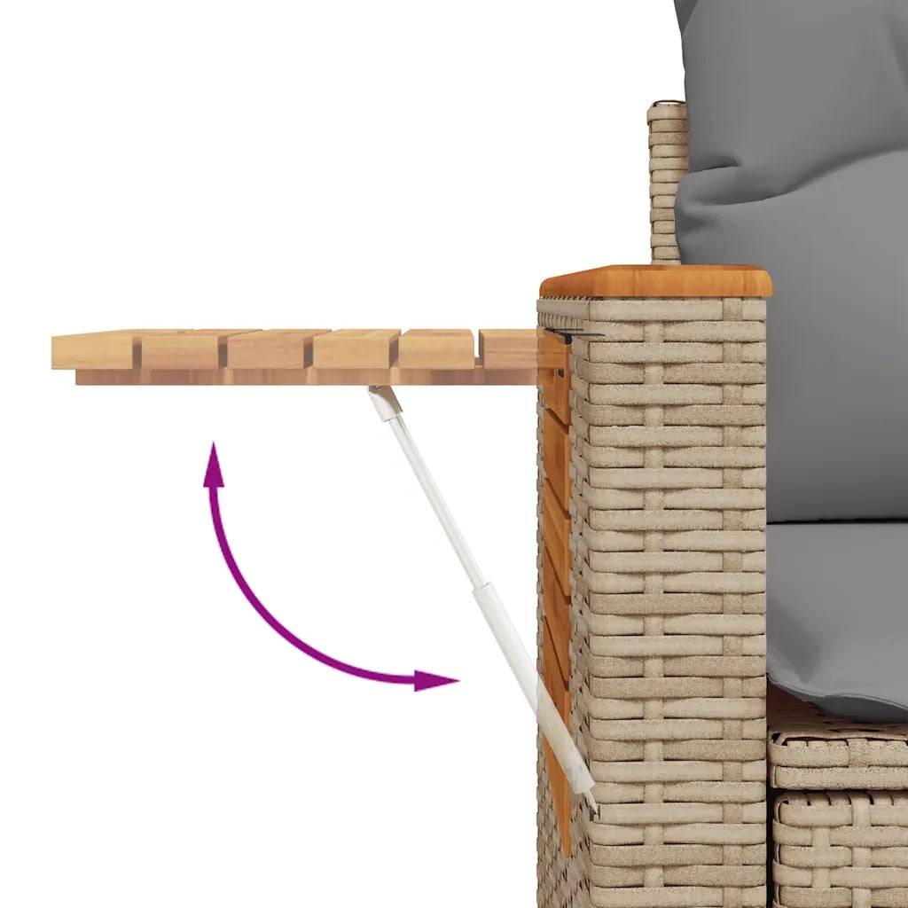 Set Divano da Giardino 9 pz con Cuscini Beige Polyrattan Acacia 3327615