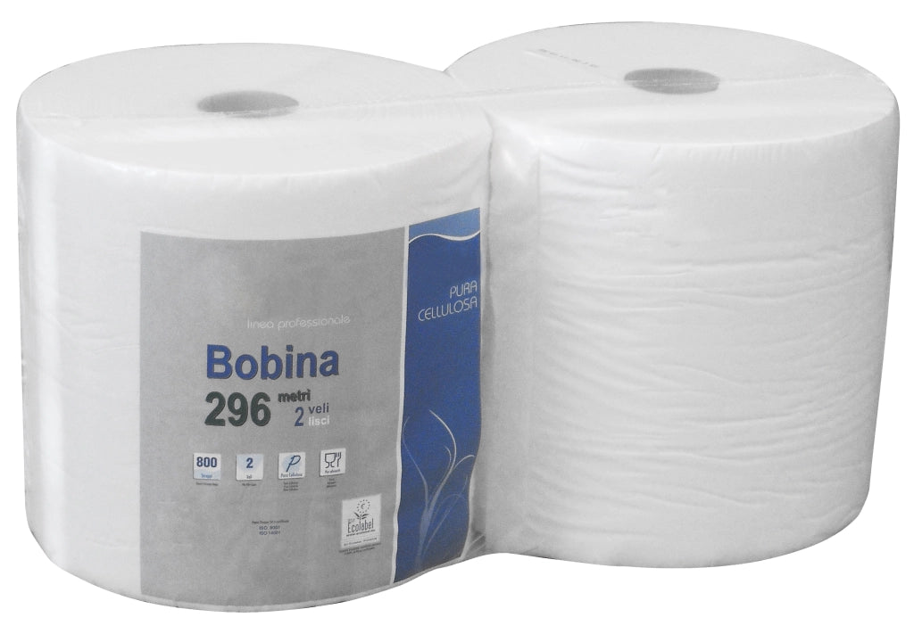 CARTA CELLULOSA LISCIA mt. 296 (per rotolo) 800 strappi 2.00 rotoli