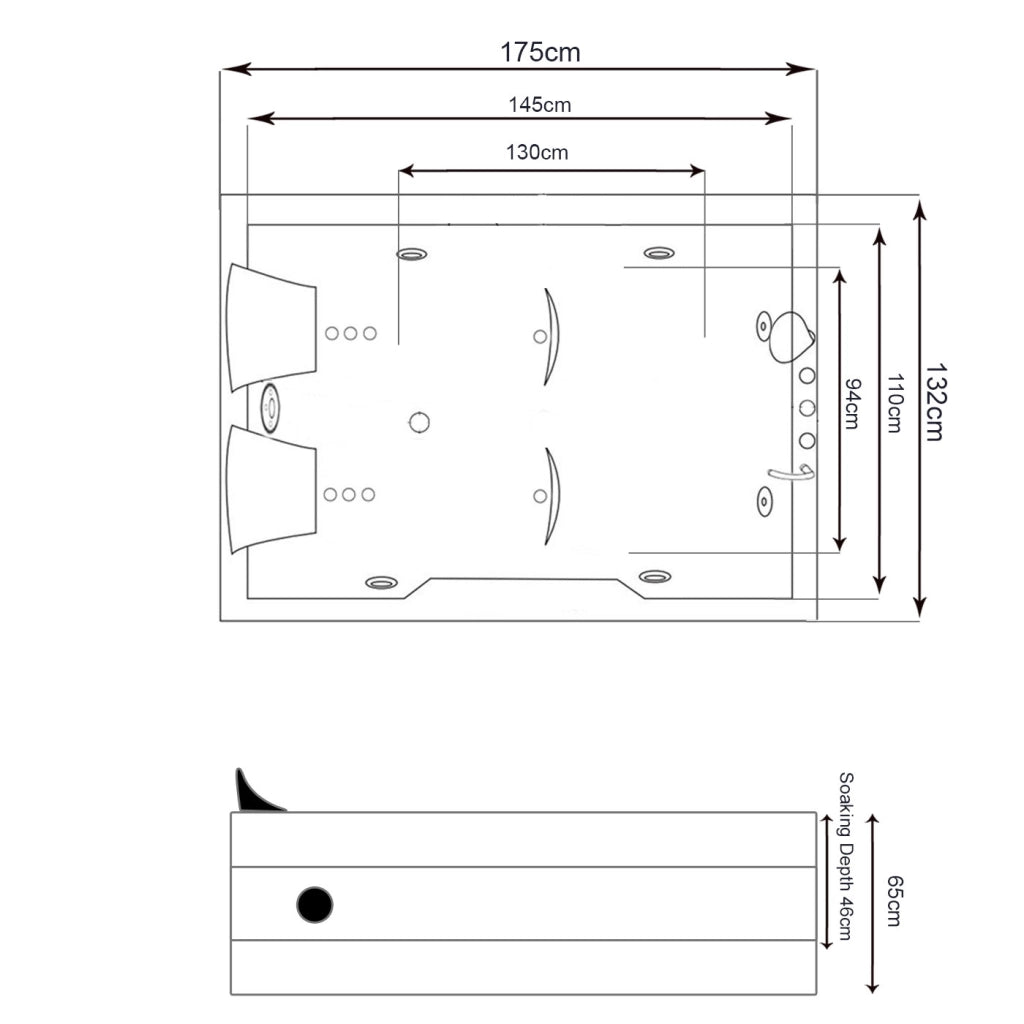 Vasca idromassaggio 175 X 132 cm per 2 persone 14 getti – Mimi