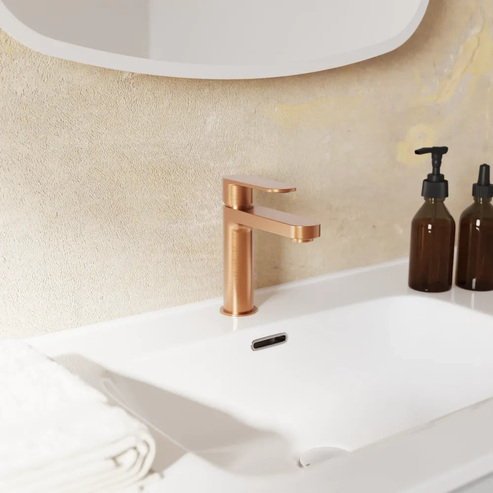 Miscelatore lavabo senza scarico rame spazzolato altezza 16cm | Margot