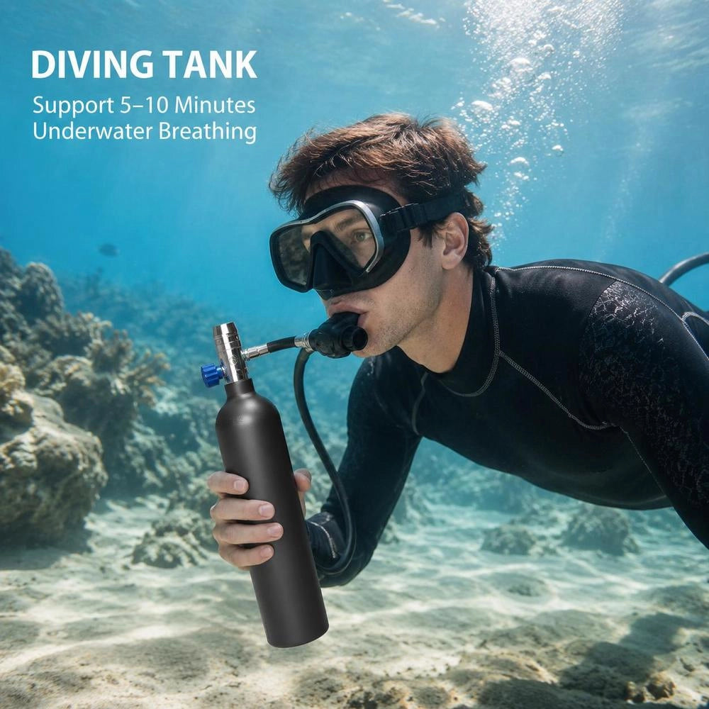 Diving Cylinder, Diving Tank, Oxygen Cylinder For Diving, Supports 5-10 Minutes Of Underwater Breathing, 30 M Diving Depth, Refillable Snorkel Air Tank With Pump For Underwater Exploration