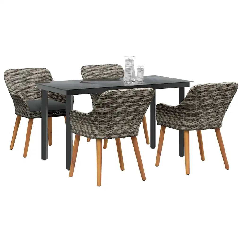Set da Pranzo per Giardino con cuscino 5 pcs Grigio polyrattan 3261686