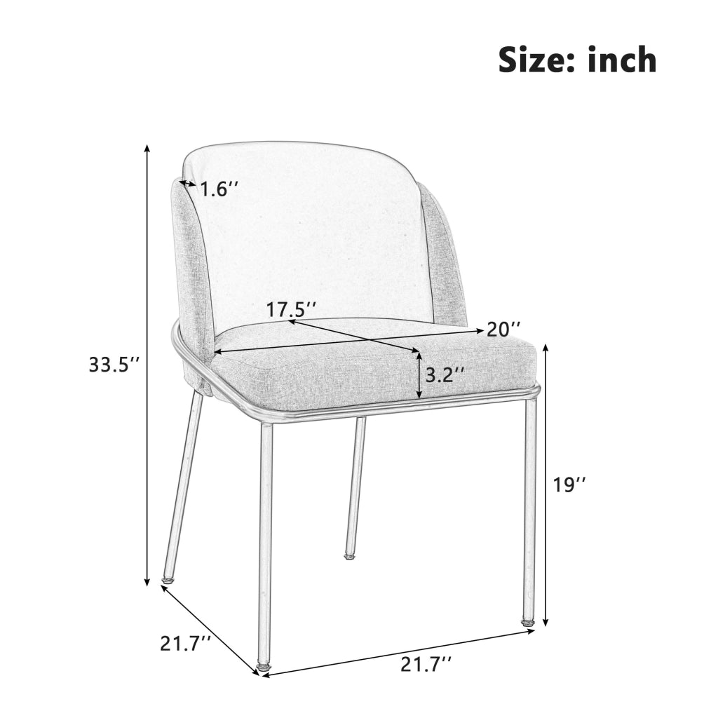 2 sedie da pranzo moderne in stile minimalista con gambe inclinate e piedini regolabili, verde/beige/oro
