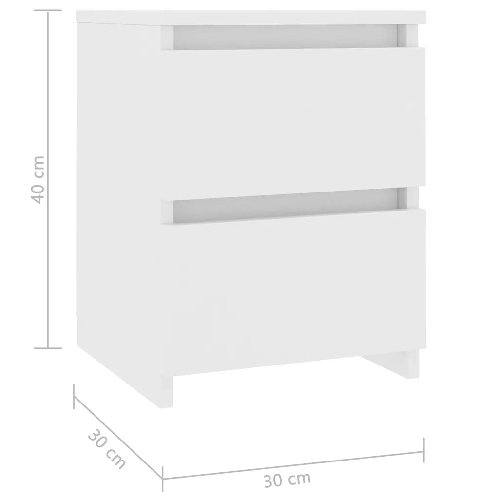 Comodini 2 pz Bianco 30x30x40 cm in Legno Ingegnerizzato 800514