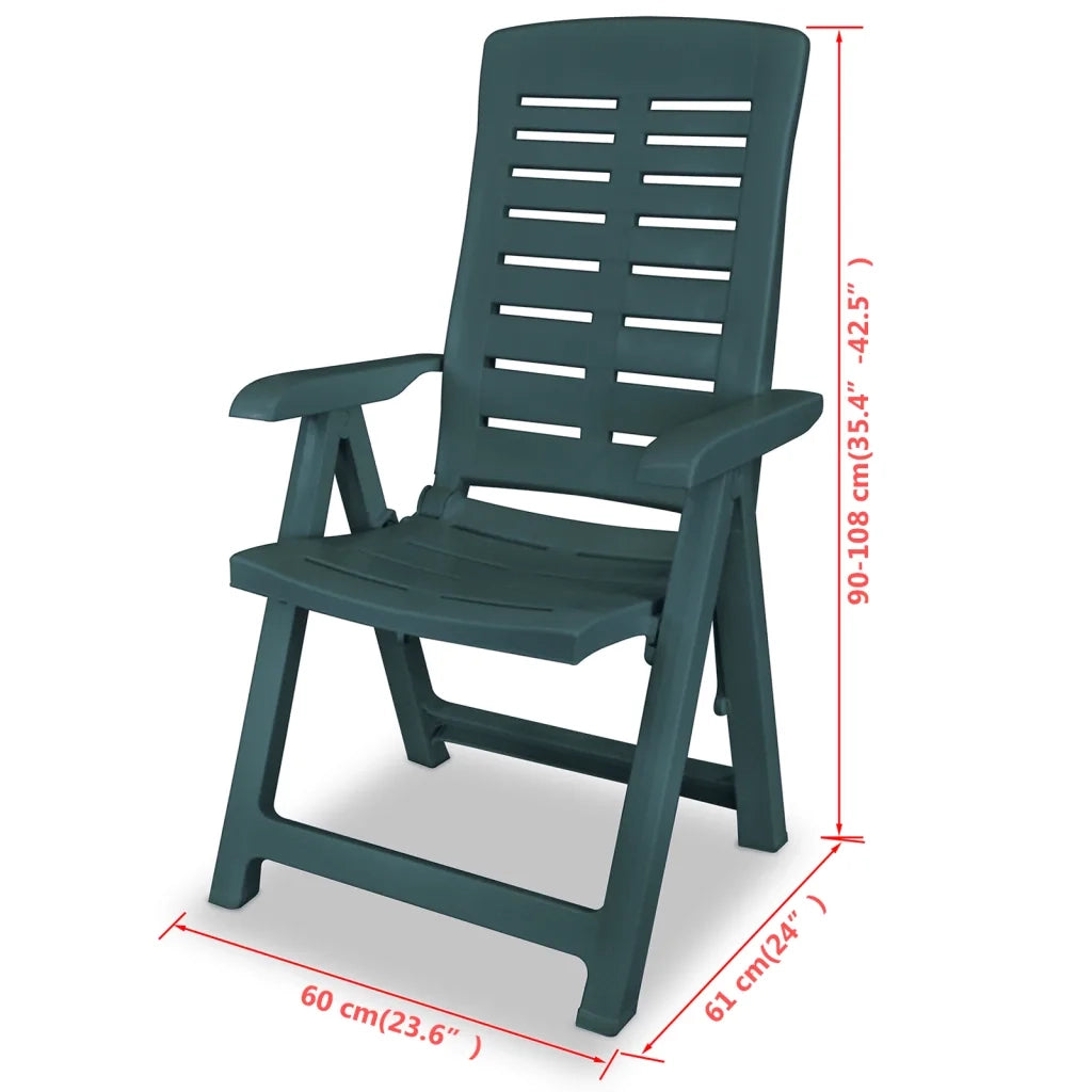 Sedie pieghevoli reclinabili, 2 pezzi, in plastica verde 43896