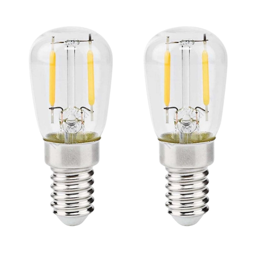 2 Lampadina Led Filamento E14 2W 220V 220LM Caldo 2700K Per Frigorifero Vetro Trasparente