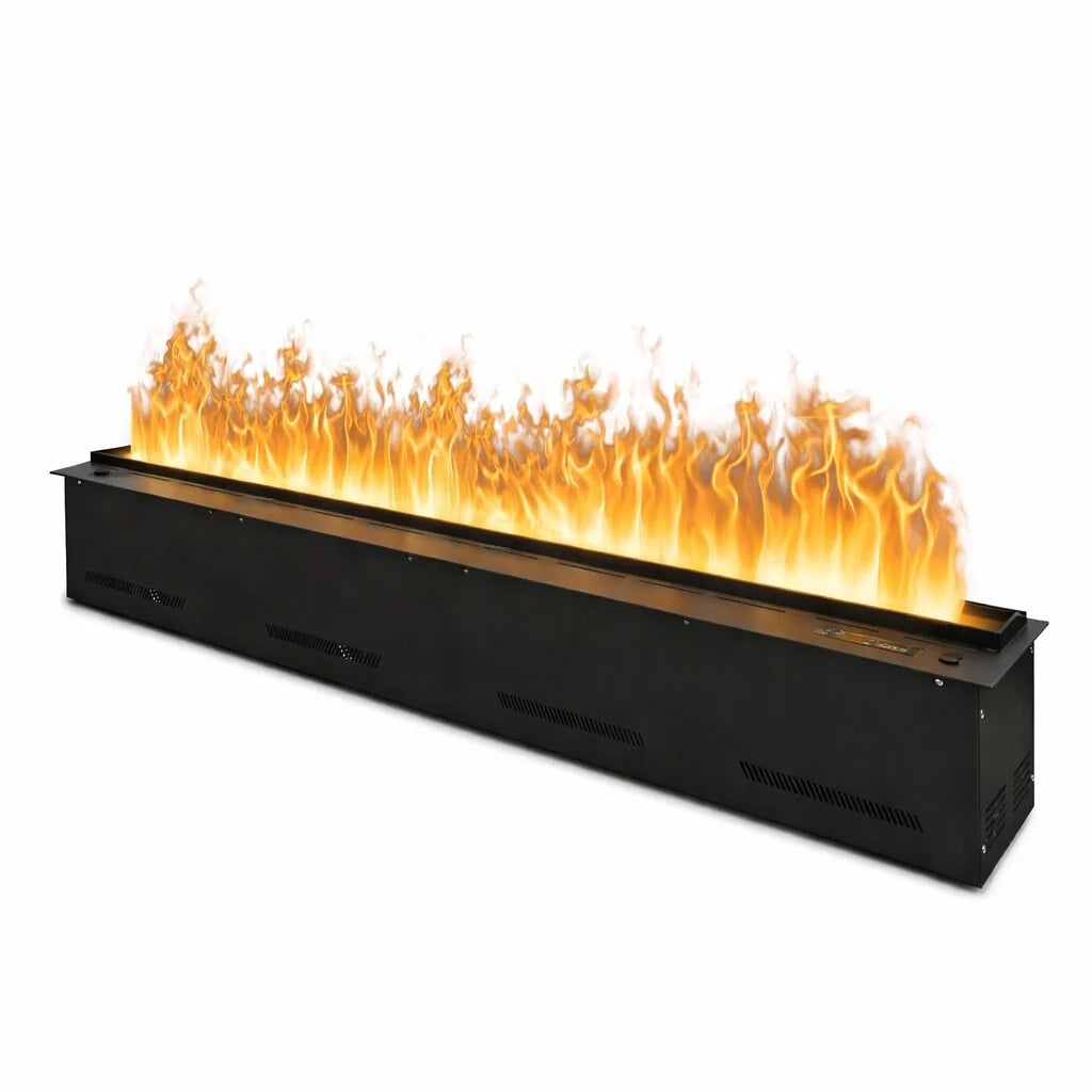 DFVAPO 120 - Inserto Camino Decorativo ad Acqua Senza Calore 120x24x21,5 cm con Effetto Fiamma a LED 3D Nero