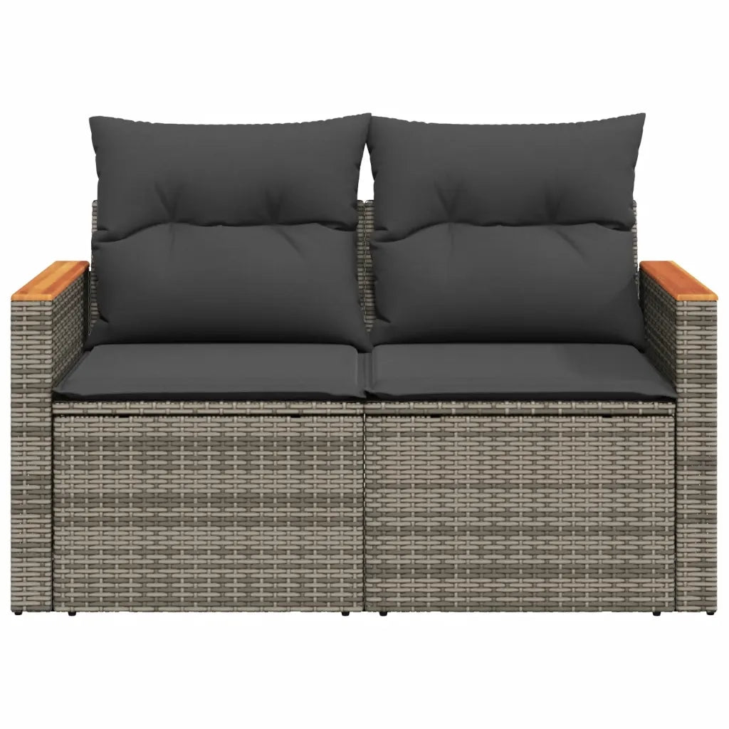 Divano da Giardino con Cuscini 2 Posti Grigio in Polyrattan 366145