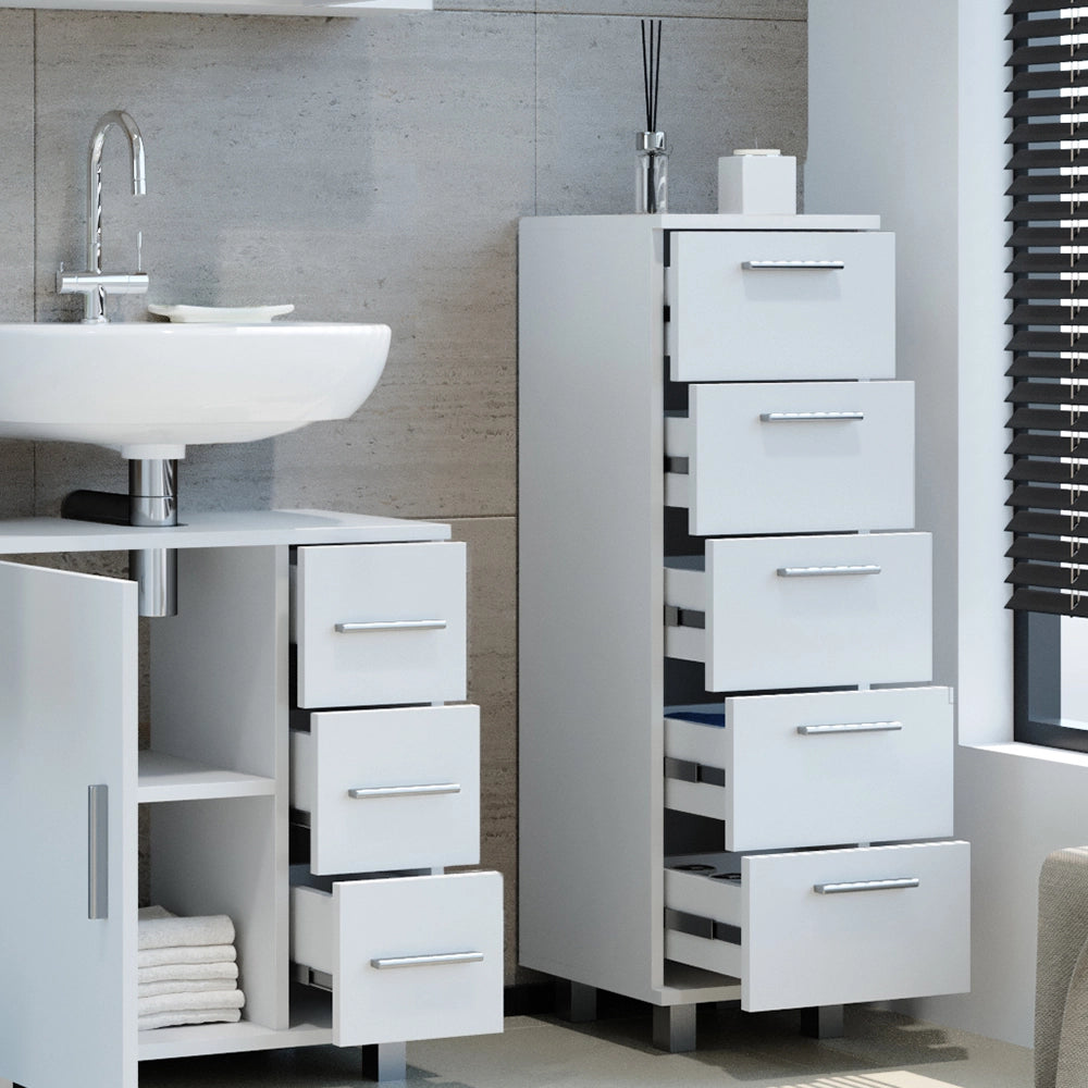 Vicco Cassettiera da bagno Bianco 30 x 95 cm