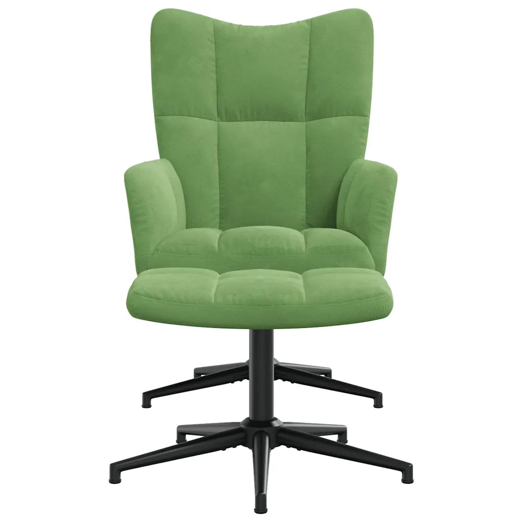Poltrona Relax con Poggiapiedi Verde Chiaro in Velluto 328109