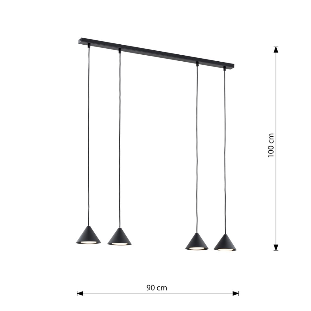 Lampada a sospensione nera 4 luci GX53 Emibig ELIT