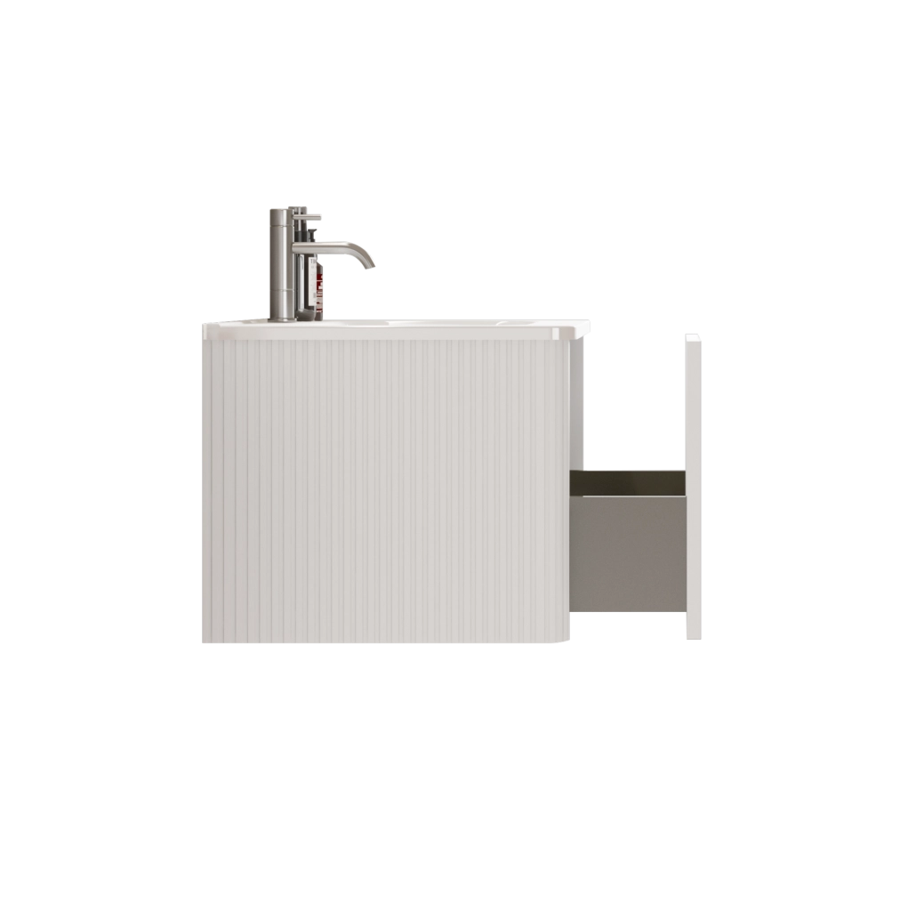 Mobile bagno con lavabo 93,5x55x47 cm in MDF, compensato e solid surface bianco