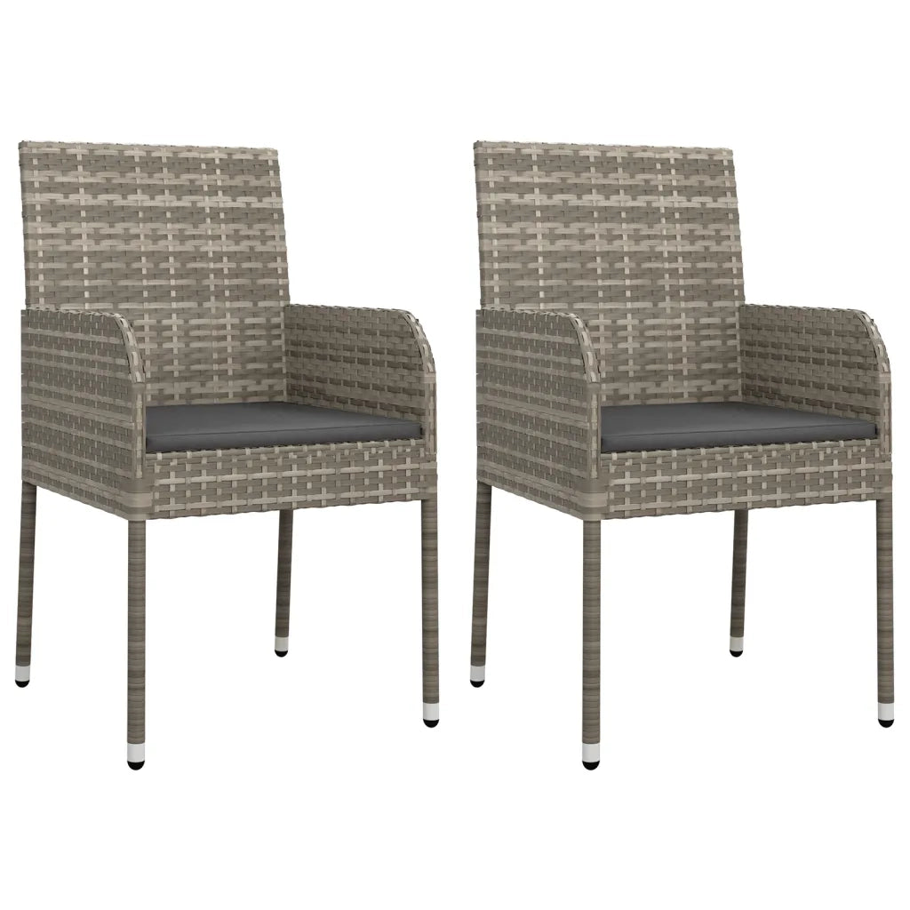 Set da Pranzo da Giardino 3 pz con Cuscini in Polyrattan Grigio 3185017