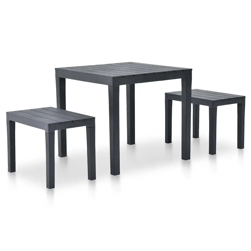 Tavolo da Giardino con 2 Panche in Plastica Antracite 48778