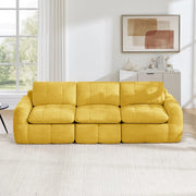 Divano 3 posti ¨C Minimal ¨C Giallo, tessuto chenille imbottito con cuscini