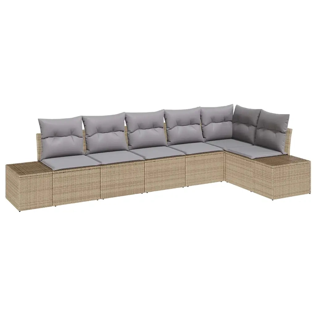 Set Divano da Giardino 6 pcs Beige e Grigio Chiaro polyrattan 3355749